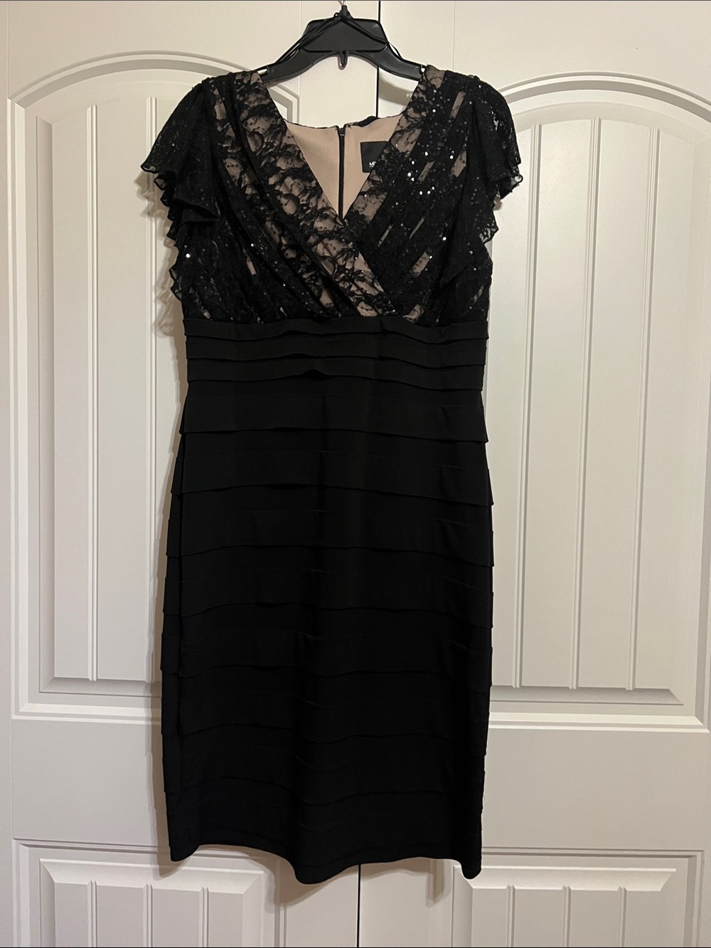 Elegant Black Lace & Tiered Midi Dress